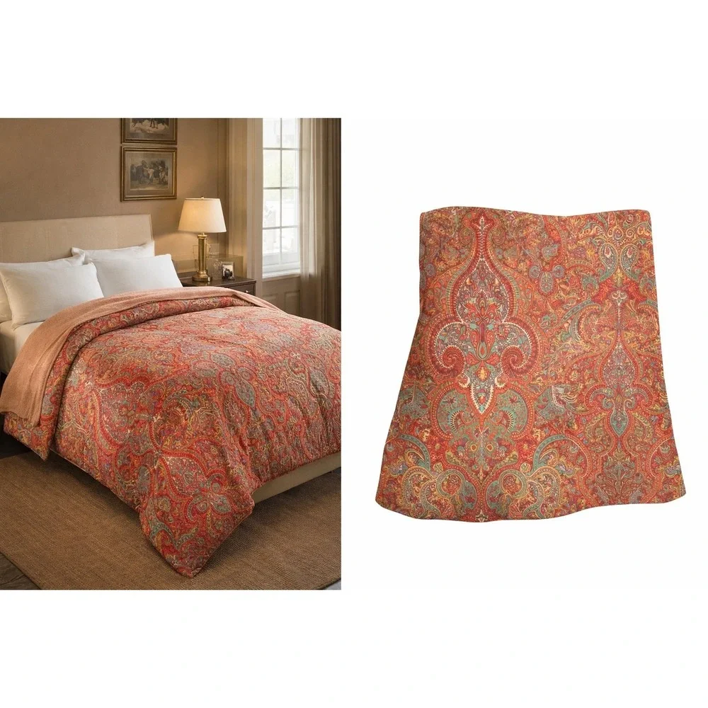 Ralph Lauren Paisley Comforter Queen Red Oxblood Teal Bahrain Luxury Bedding USA